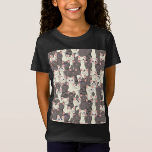 White and grey cats pattern T-Shirt