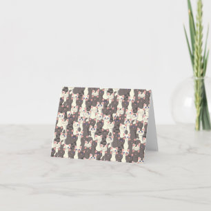 White and grey cats pattern thank you card
