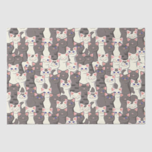 White and grey cats pattern tissue paper