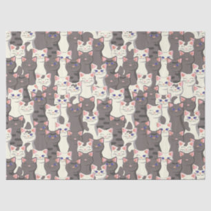White and grey cats pattern tissue paper