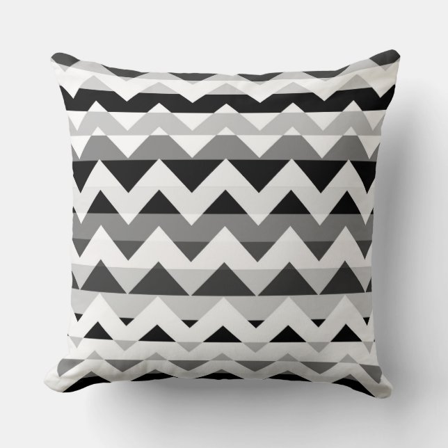 White and Grey Chevron Zigzag Cushion (Front)