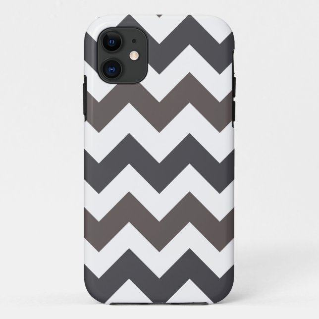 White and Grey Chevron Zigzap Pattern Case-Mate iPhone Case (Back)