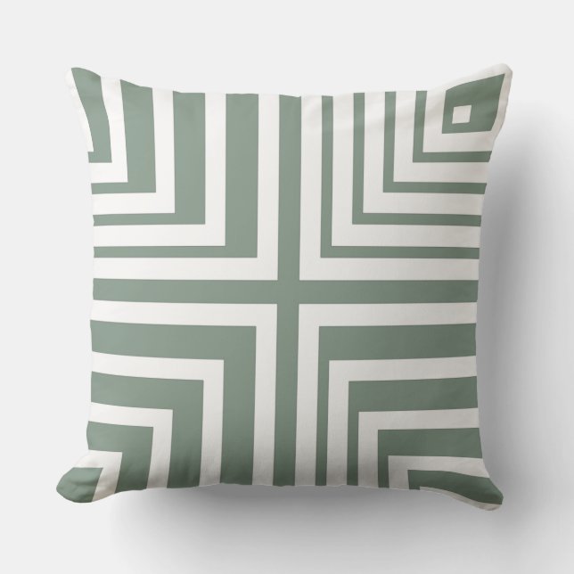 White And Grey Cornered Pattern- Throw Pillow (Front)