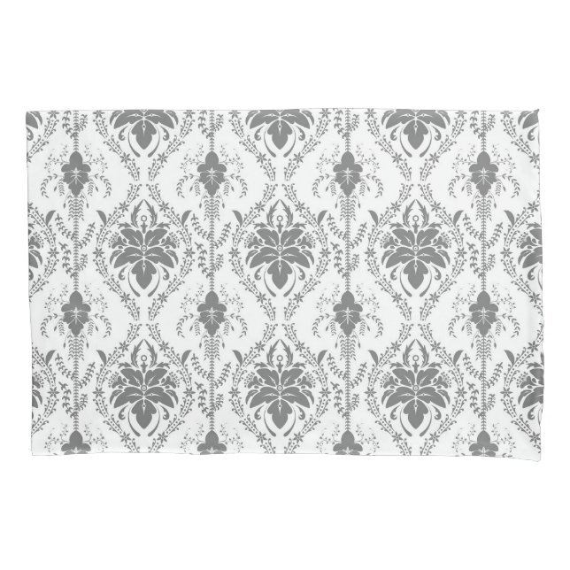White and grey Damask openwork pattern Pillowcase (Front)