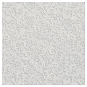 White and grey floral 3d seamless pattern fabric