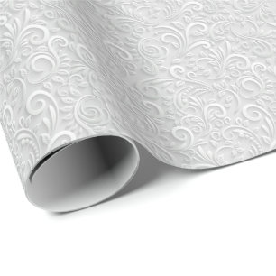 White and grey floral 3d seamless pattern wrapping paper
