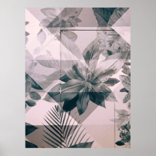 WHITE AND GREY FLORAL PAINTED WALL AND DOOR POSTER