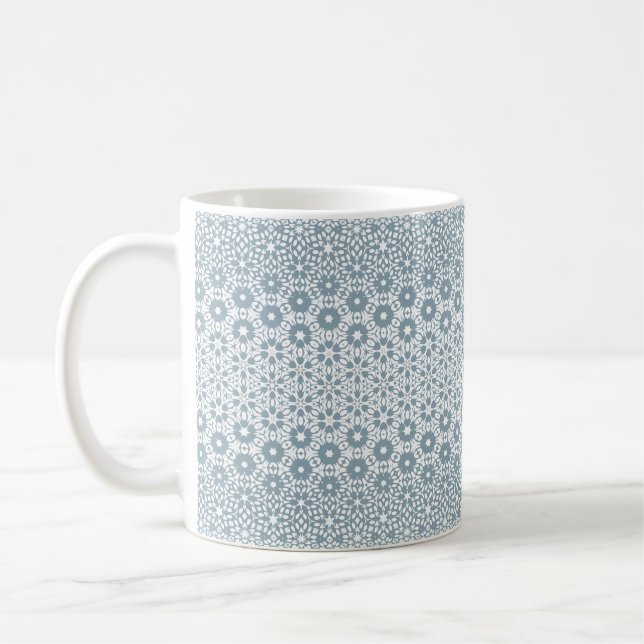 White and Grey Geometric Mosaic Coffee Mug (Left)