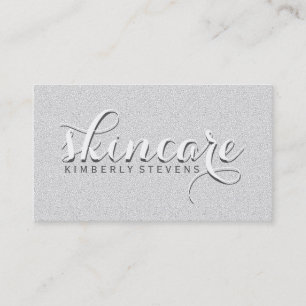 White And Grey Glitter Business Card