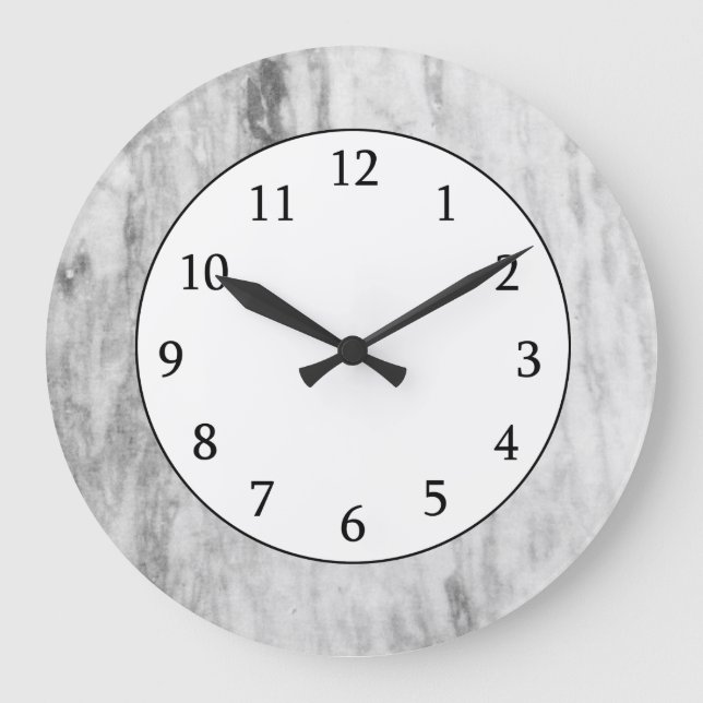 White And Grey Marble Texture Pattern Large Clock (Front)