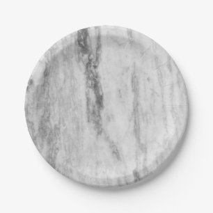 White And Grey Marble Texture Pattern Paper Plate