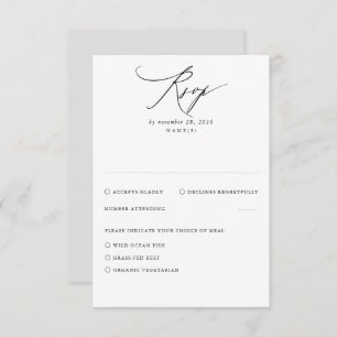 White and Grey Modern Minimal Wedding RSVP Card