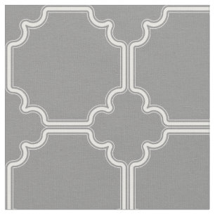 White And Grey Quatrefoil Geometric Pattern Fabric