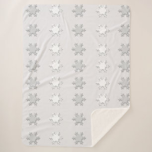White and Grey Snowflakes Sherpa Blanket