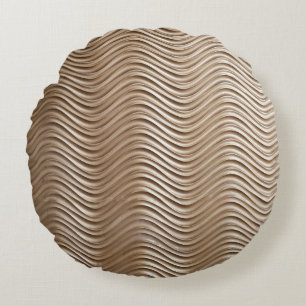 White and grey striped textile round cushion