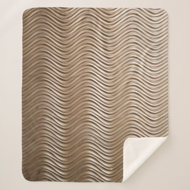White and grey striped textile sherpa blanket (Front)