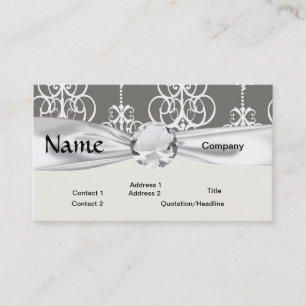 white and grey swirl elegance damask pattern business card
