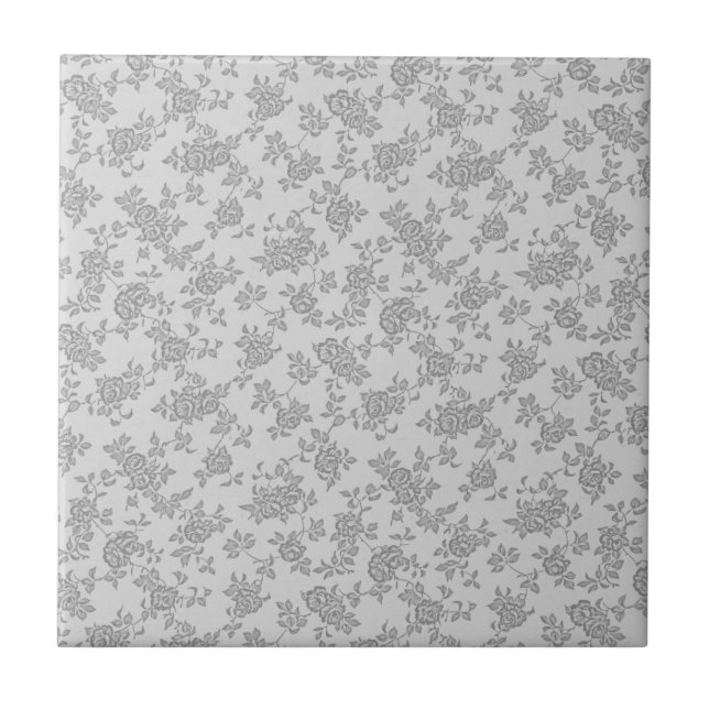 White and Grey Two Tone Foral Pattern Tile (Front)