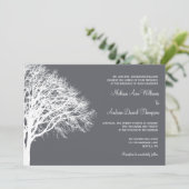White and Grey Winter Oak Wedding Invitation (Standing Front)