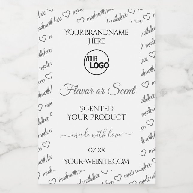 White and Grey Word Cloud Product Labels with Logo (Single Label)