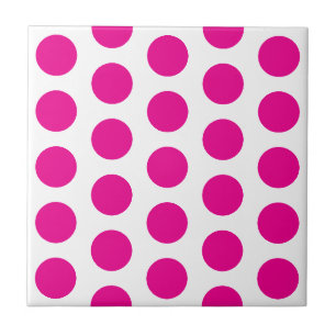 WHITE AND HOT PINK POLKA DOT STYLISH SIMPLE CUSTOM TILE