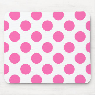 White and Hot Pink Polka Dots Mouse Pad