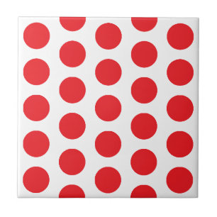 WHITE AND HOT RED POLKA DOT STYLISH SIMPLE CUSTOM TILE