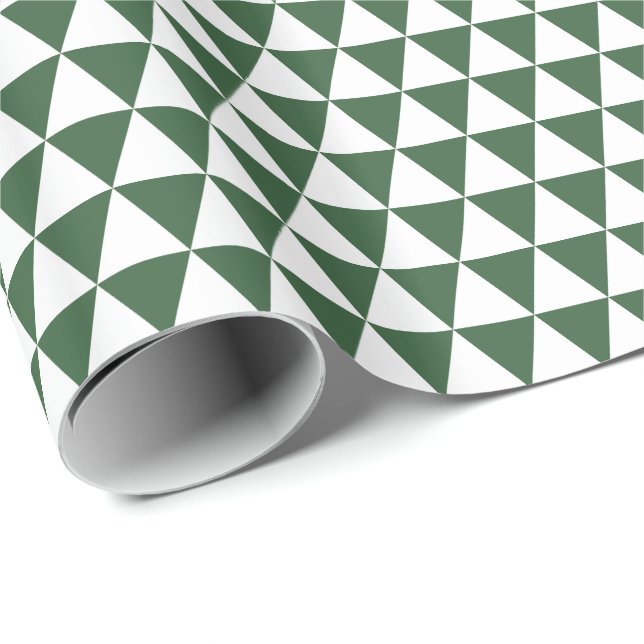 White and Hunter Green Triangles Wrapping Paper (Roll Corner)