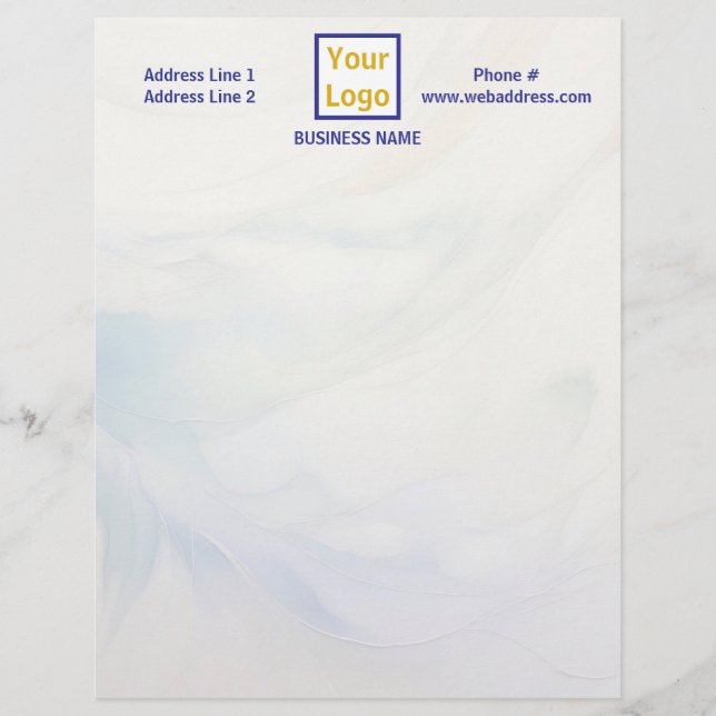 White and Icy Blue Smoke Custom Letterhead (Front)