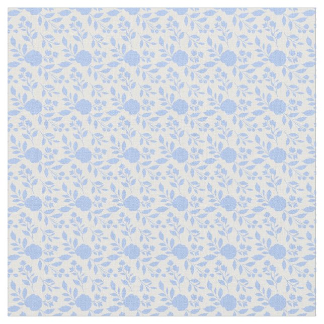White And Light Blue Floral Fabric (Close Up)