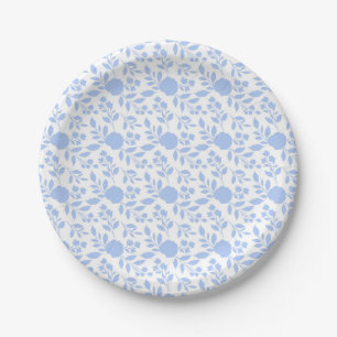 White and Light Blue Floral Paper Plates