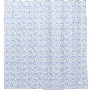 White and Light Blue Mini Floral Shower Curtain