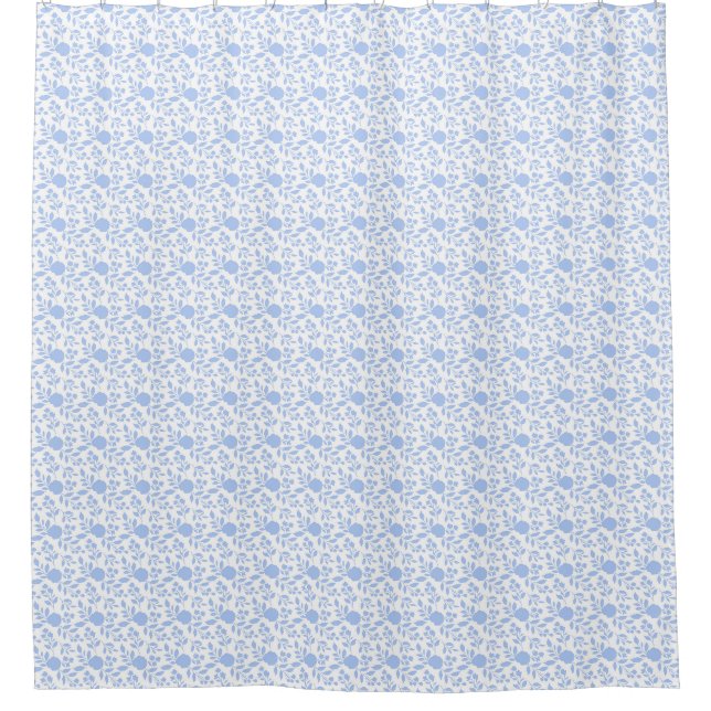 White and Light Blue Mini Floral Shower Curtain (Front)