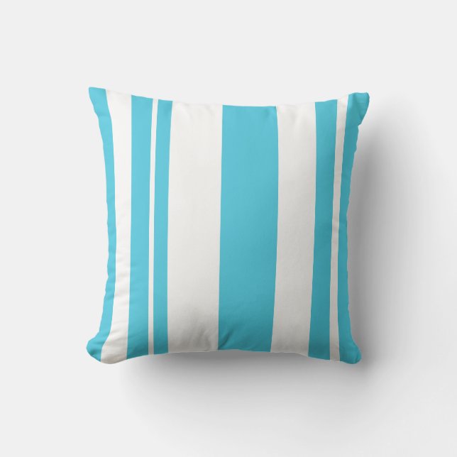 White and Light Blue Striped throw pillow (Front)