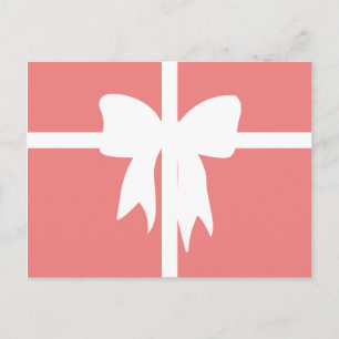 White and Light Coral Wrapped Present Postcard