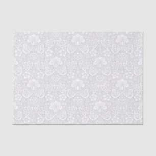 White and Light Grey Floral Damask Tissue Paper