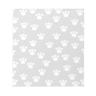 White and Light Grey Paw Print Pattern. Notepad