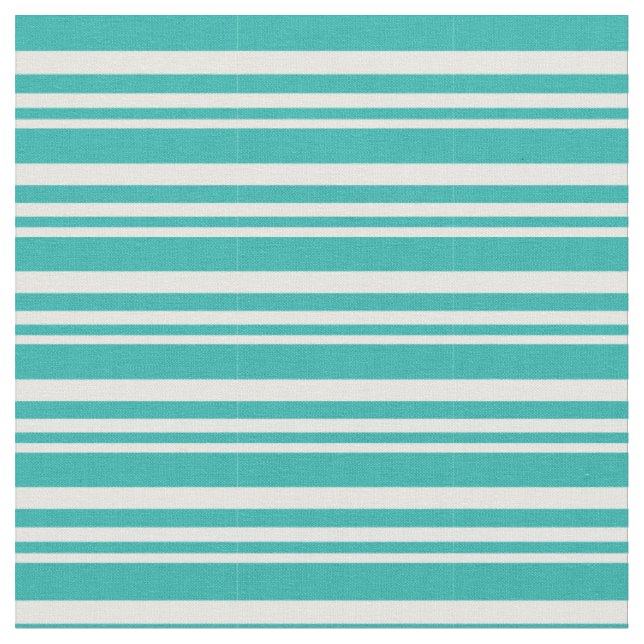 White and Light Sea Green Stripes Fabric (Close Up)
