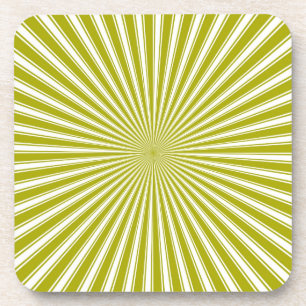 White and Lime Funky Striped Abstract Art Coaster