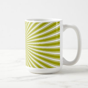 White and Lime Funky Striped Abstract Art Coffee Mug