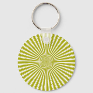 White and Lime Funky Striped Abstract Art Key Ring