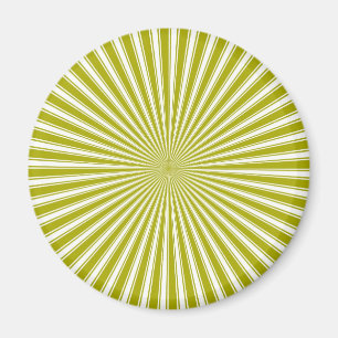 White and Lime Funky Striped Abstract Art Magnet