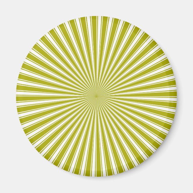 White and Lime Funky Striped Abstract Art Magnet (Front)