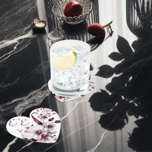 White and Magenta Orchid Flowers Personalised Paper Coaster