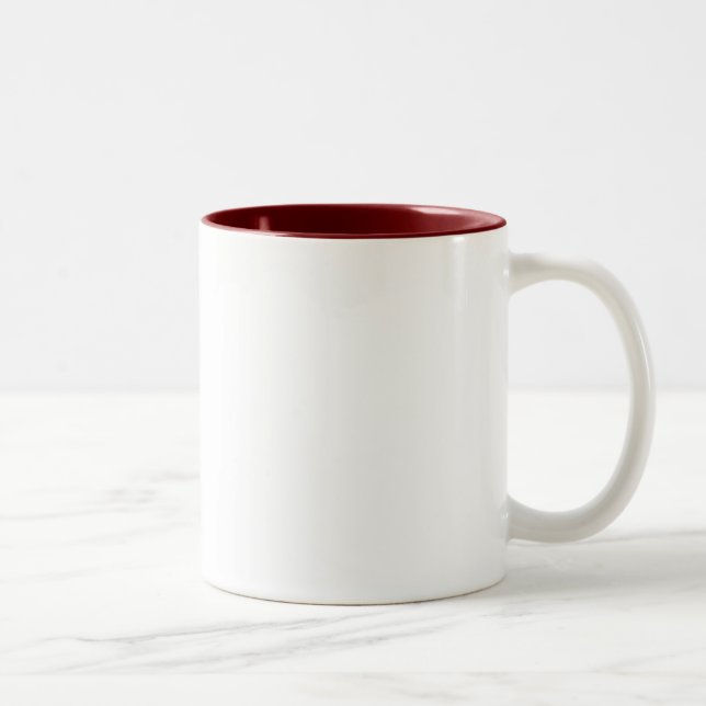White and Maroon Two-Tone Coffee Mug (Right)