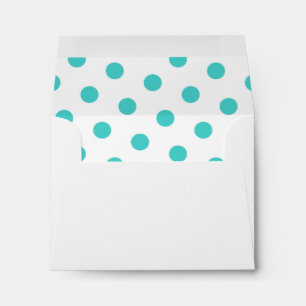 White and Medium Turquoise Polka Dots Envelope