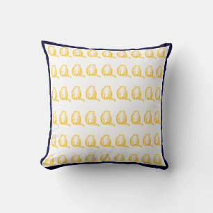 white and mustard yellow CATS modern pillow