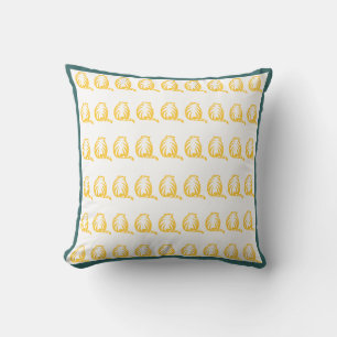 white and mustard yellow CATS modern  pillow