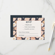 White and Muted Pink Flowers on Dark Navy
