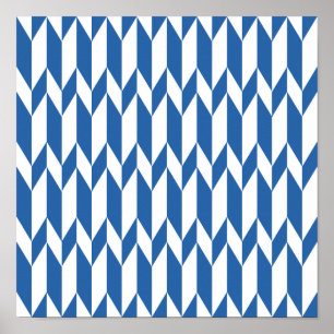White and Navy Blue Abstract Graphic Pattern. Poster